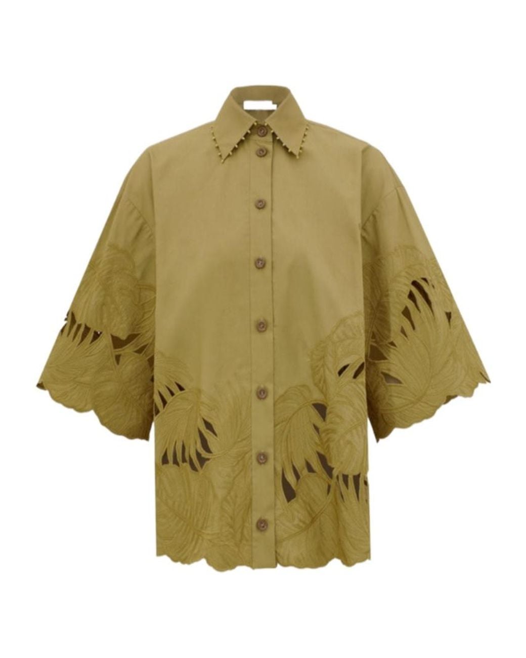 Zimmermann Green Mahon Embroidered Shirt