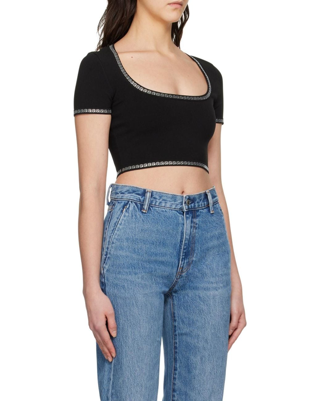 Alexander Wang Black Logo-Detailed Crop Top