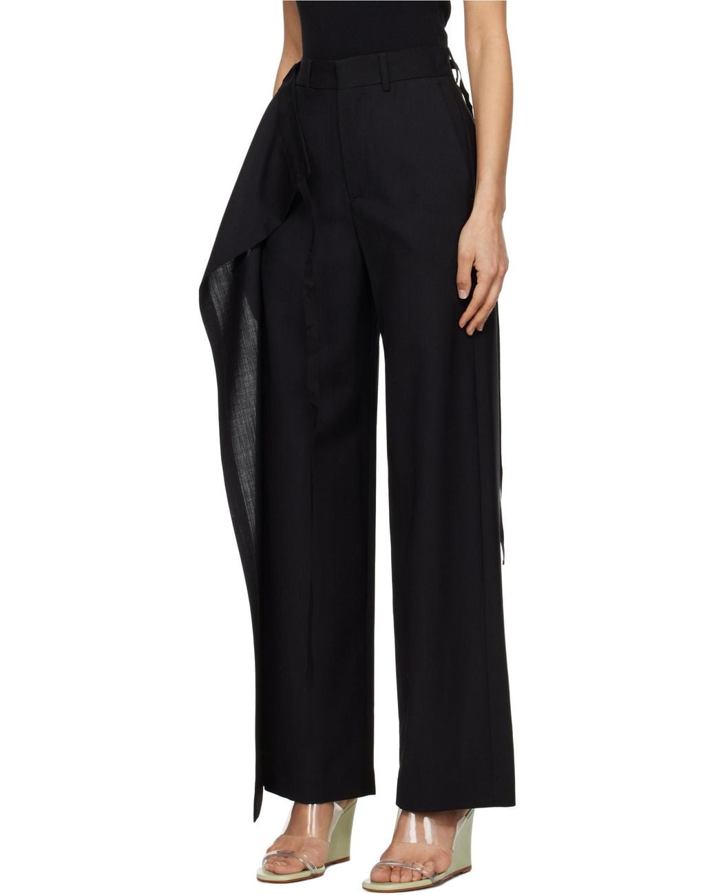 MM6 by Maison Margiela Black Tie-Fastened Flared Trousers