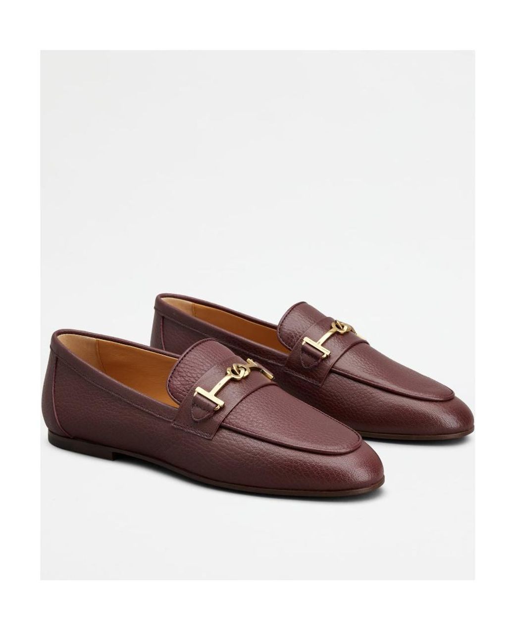 Tod's Brown Logo Plaque Almond Toe Loafers