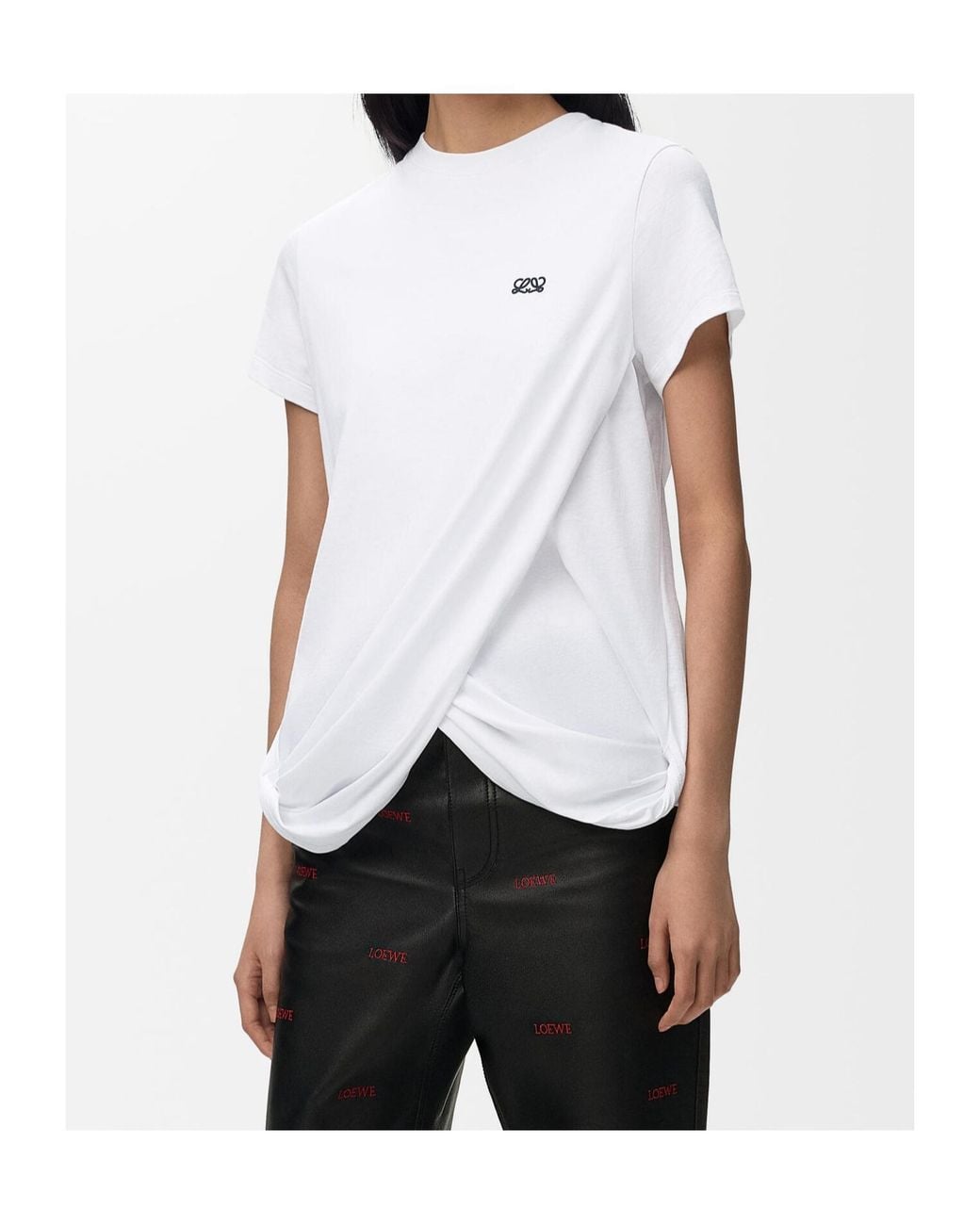 Loewe White Asymmetric Draped T-Shirt