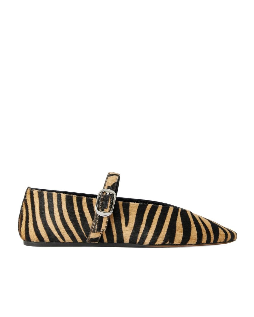 Le Monde Beryl Brown Stella Zebra-Print Calf Hair Mary Jane Ballet Flats
