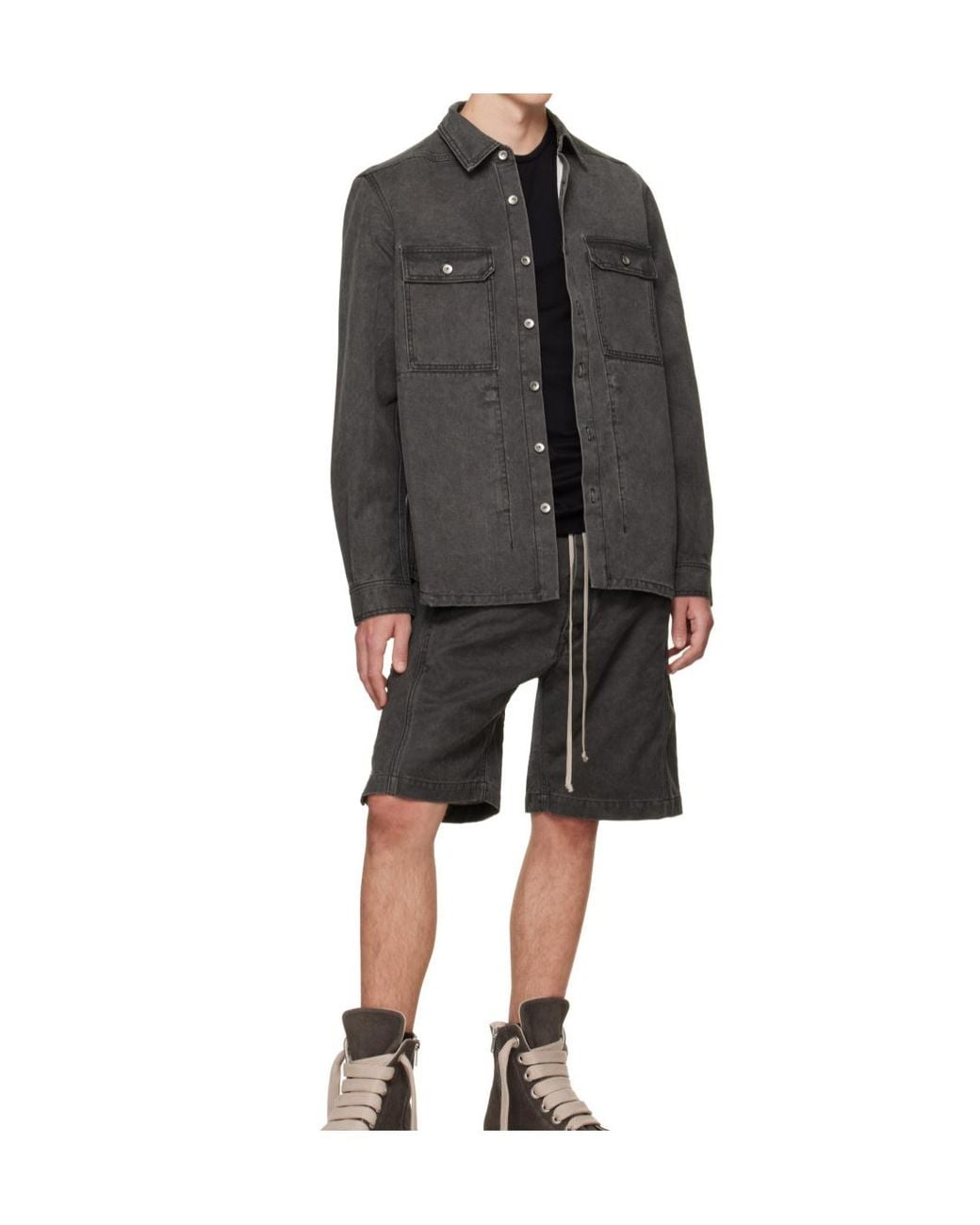 Rick Owens Black Elasticated Drawstring Waistband Shorts for men