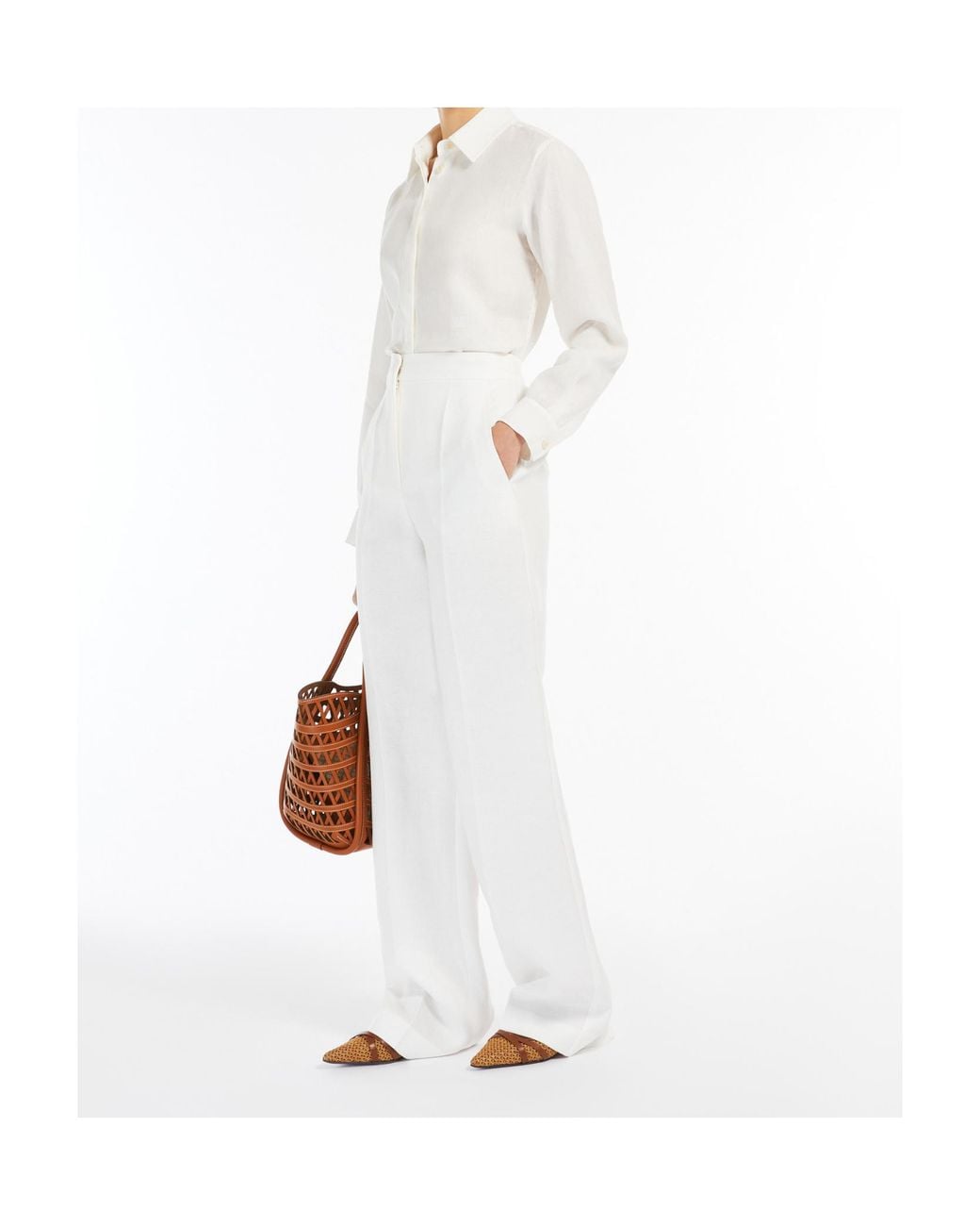 Max Mara White Abisso Logo Embroidered Button-Up Shirt
