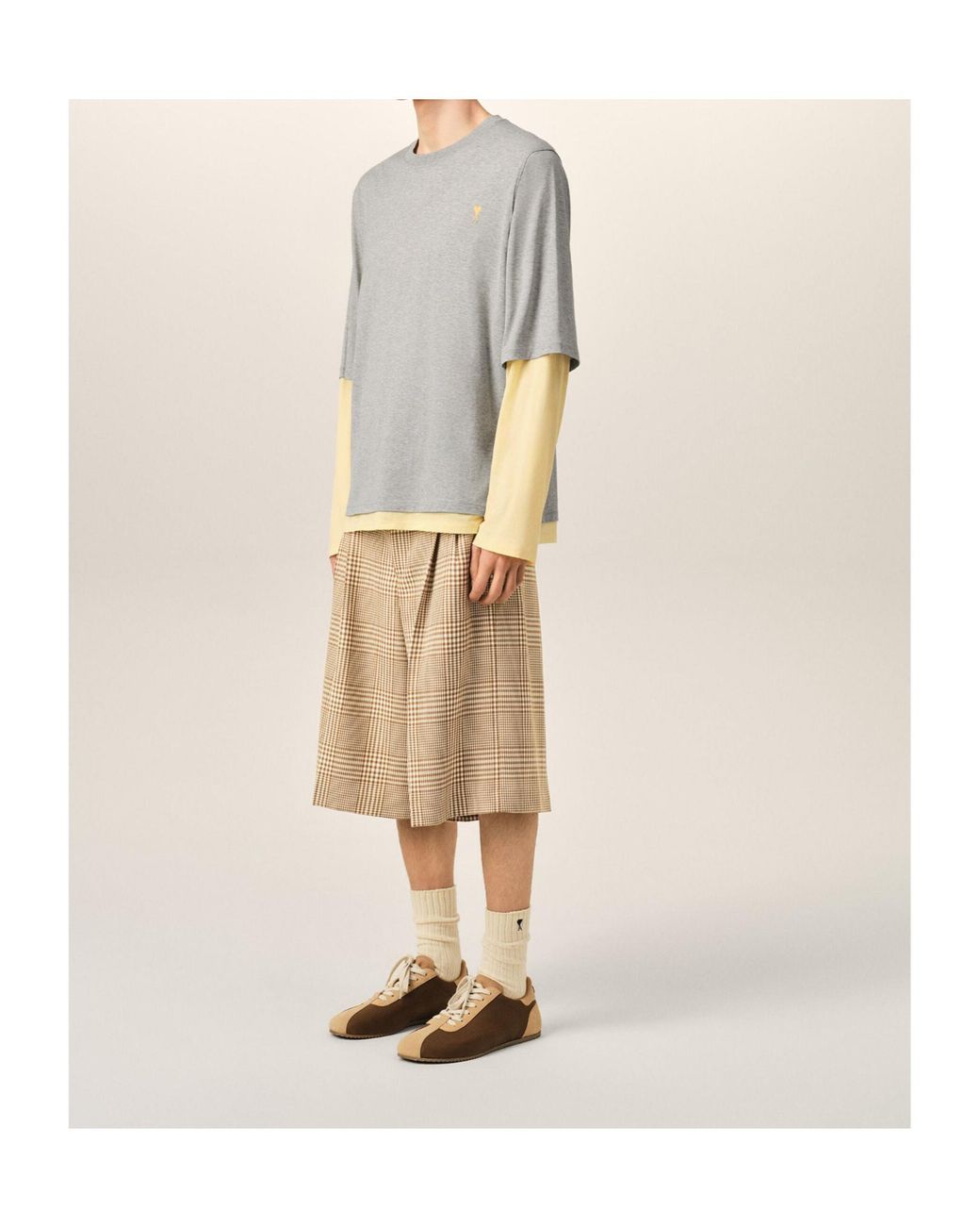 AMI Natural Apos;S Cotton Ami De Coeur Layered Long-Sleeve T-Shirt for men
