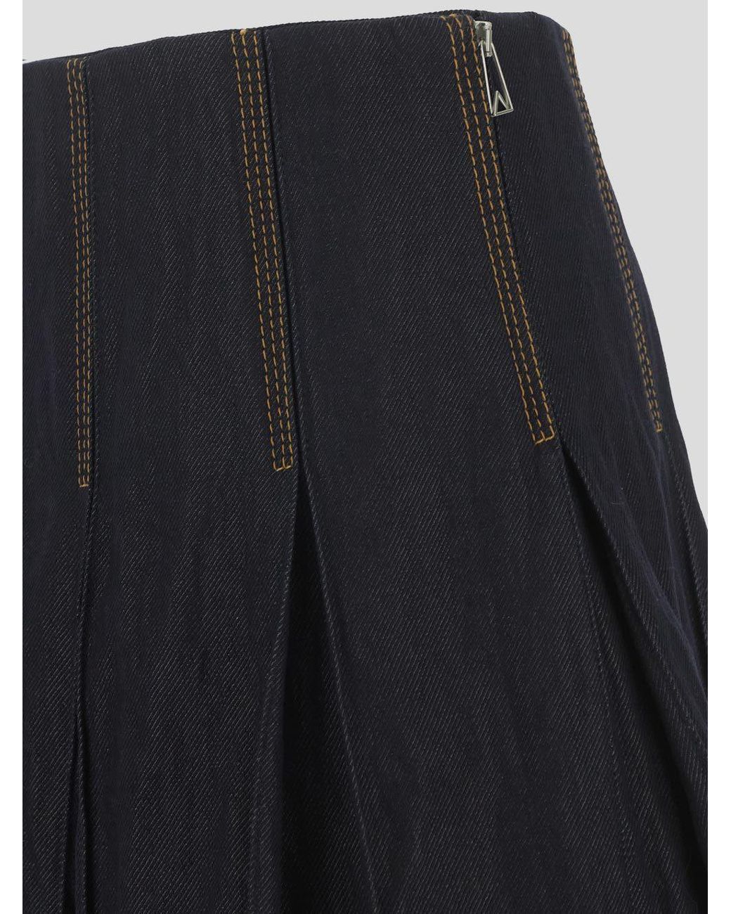 Bottega Veneta Blue Pleated Mini Skirt