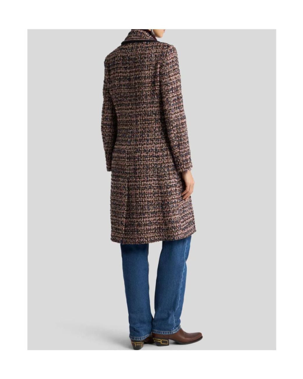 Etro Brown Frayed Tweed Coat