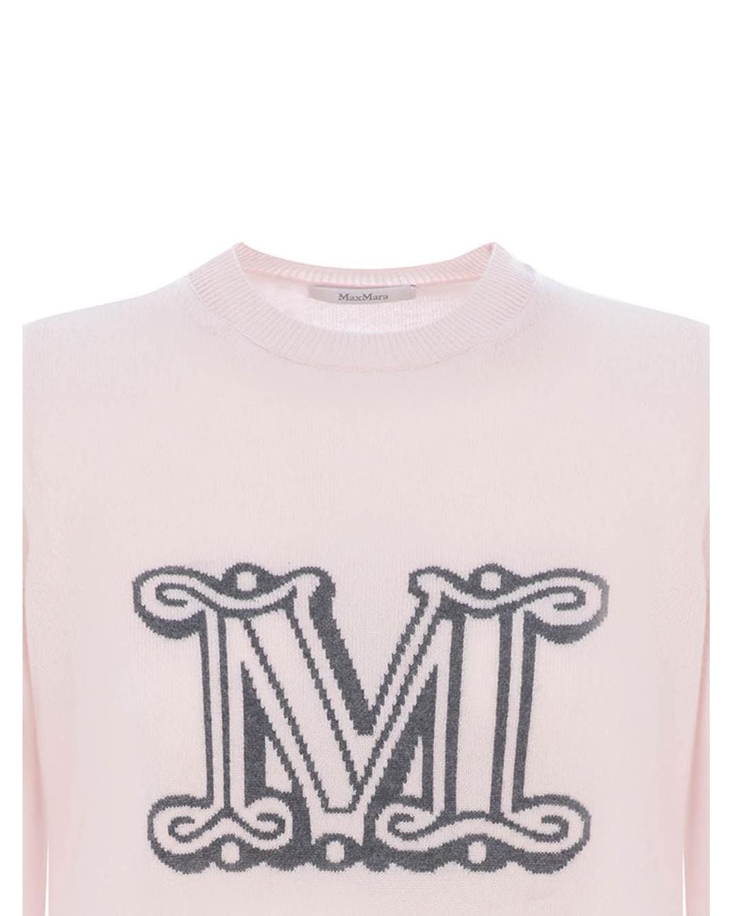 Max Mara Pink Cashmere Logo Pullover