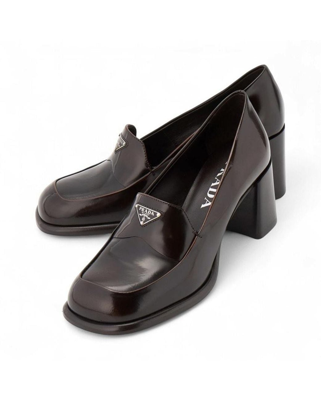 Prada Black Triangle-Logo High Heels