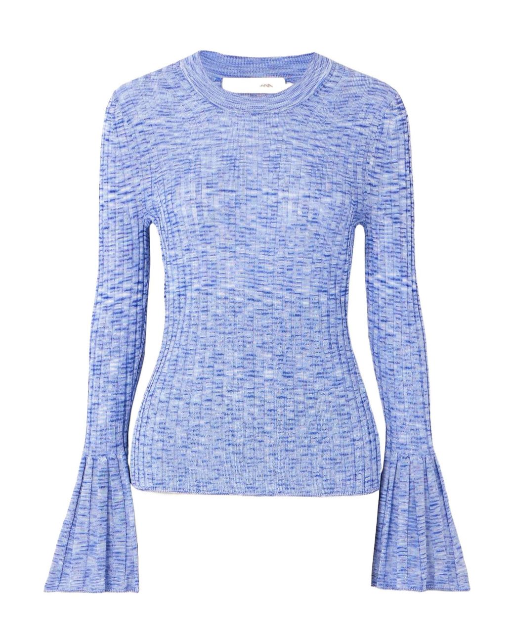 Zimmermann Blue Mouline Ribbed-Knit Sweater