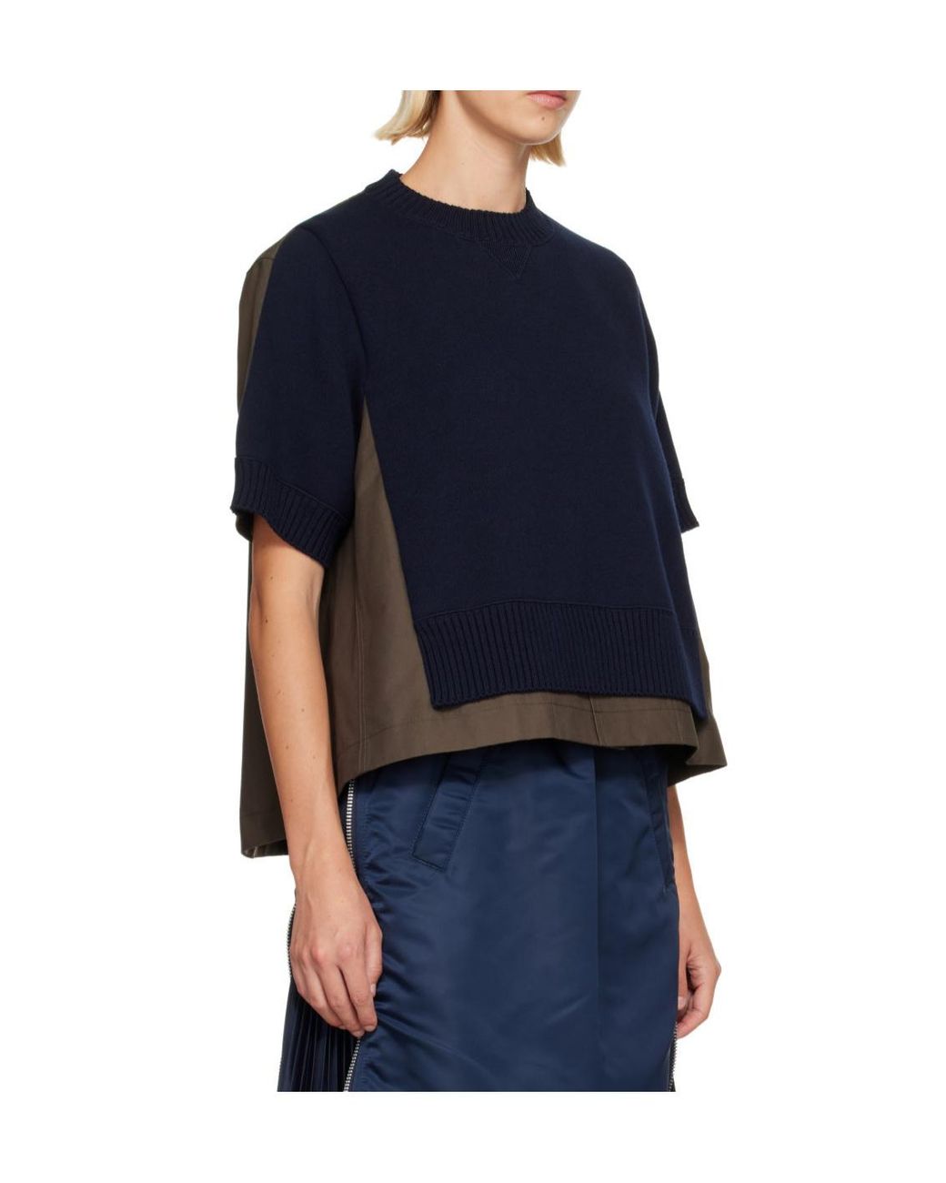 Sacai White Shell-Trimmed T-Shirt