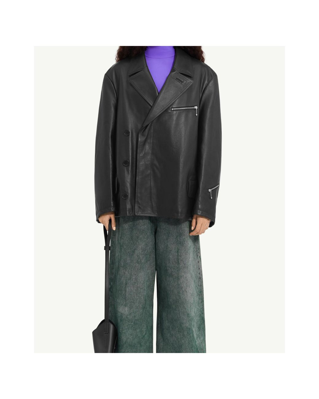 MM6 by Maison Margiela Black Leather Jacket
