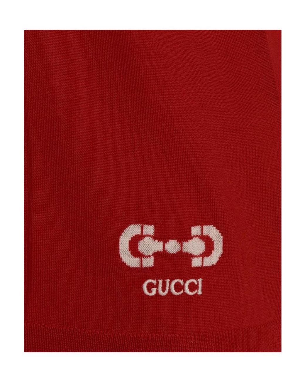 Gucci Red V-Neck Long-Sleeved Jumper