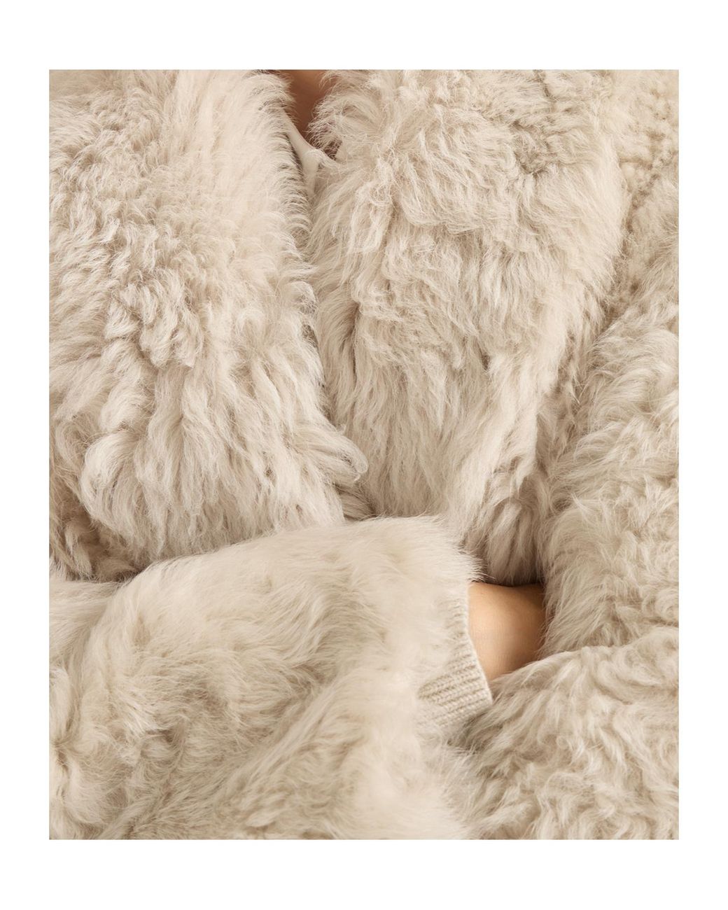 Brunello Cucinelli Natural Double-Breasted Shearling Coat