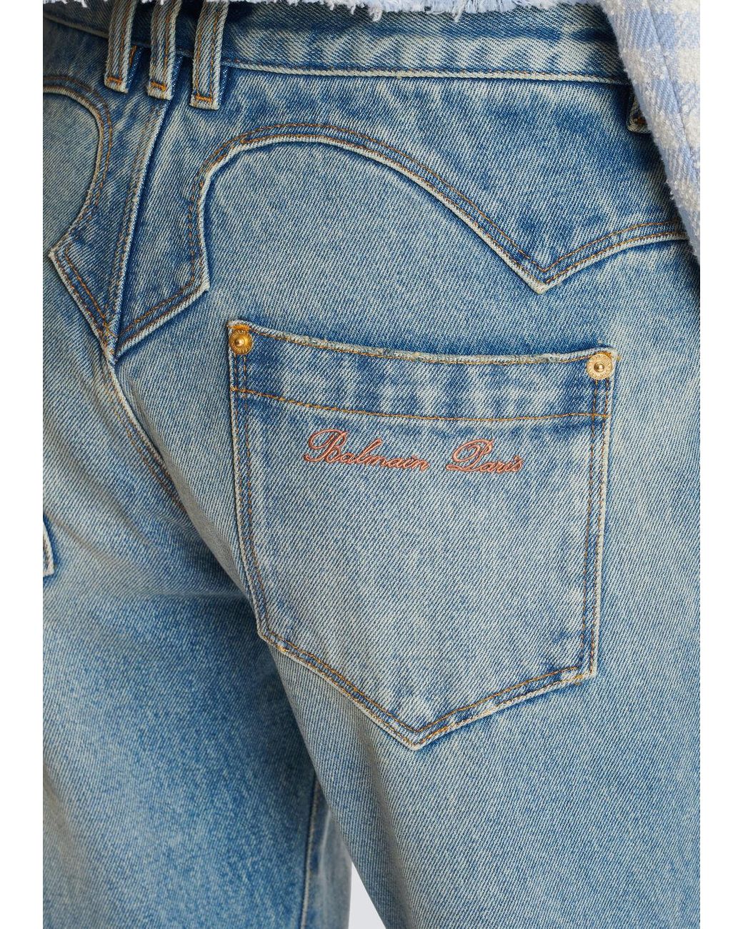 Balmain Blue Western Bootcut Denim Jeans