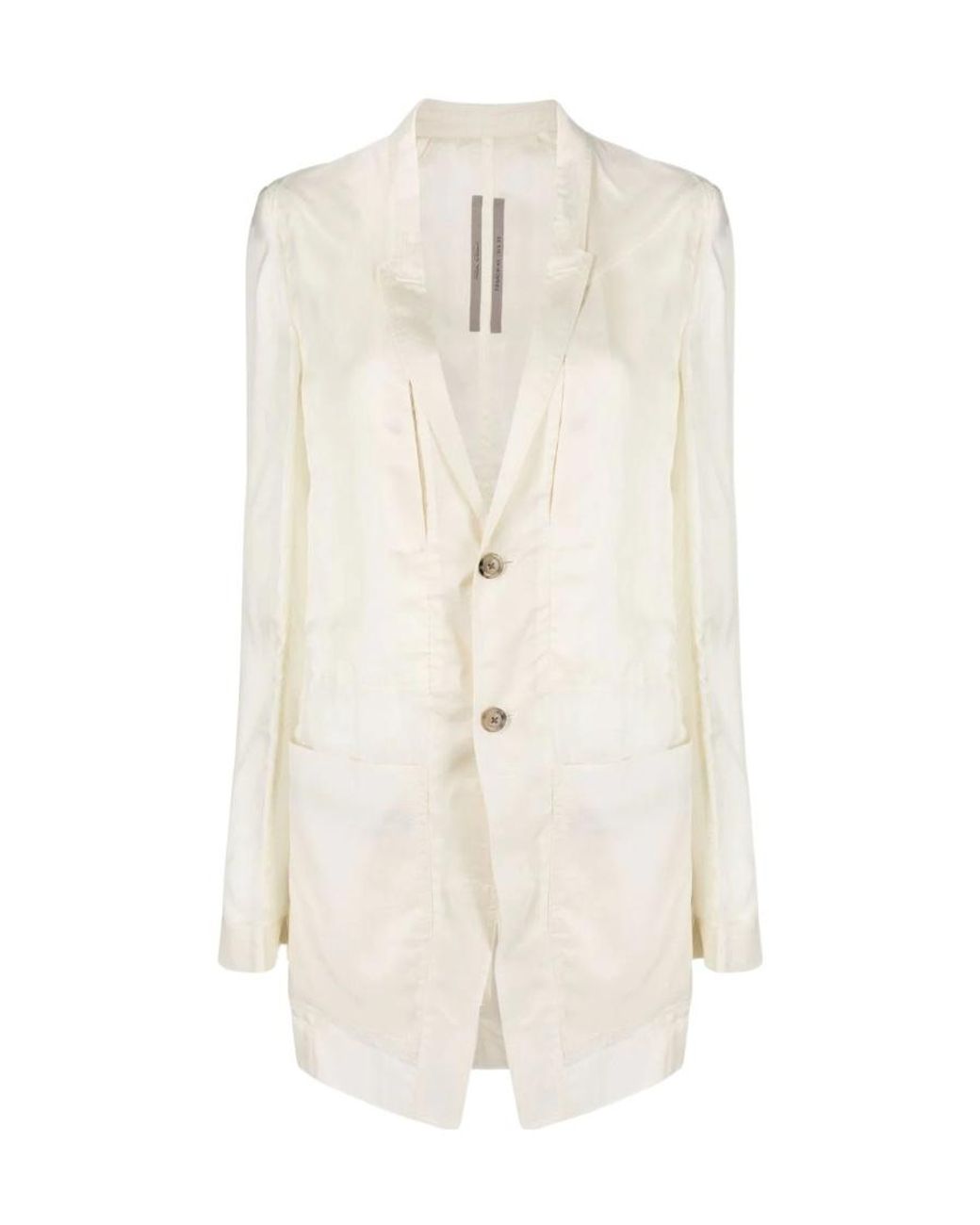 Rick Owens White Strap-Detail Single-Breasted Blazer
