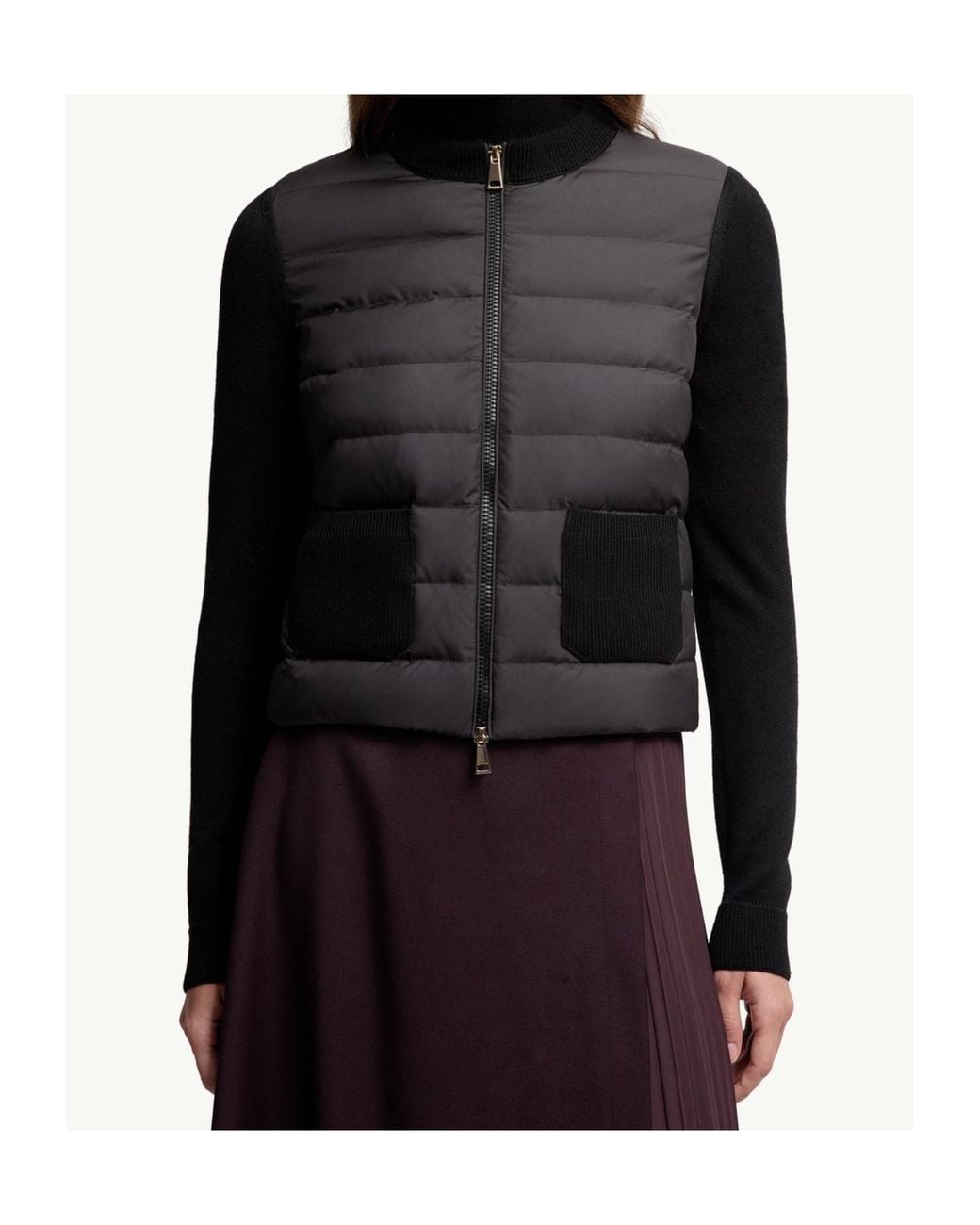 Moncler Black Padded Zip-Up Cardigan