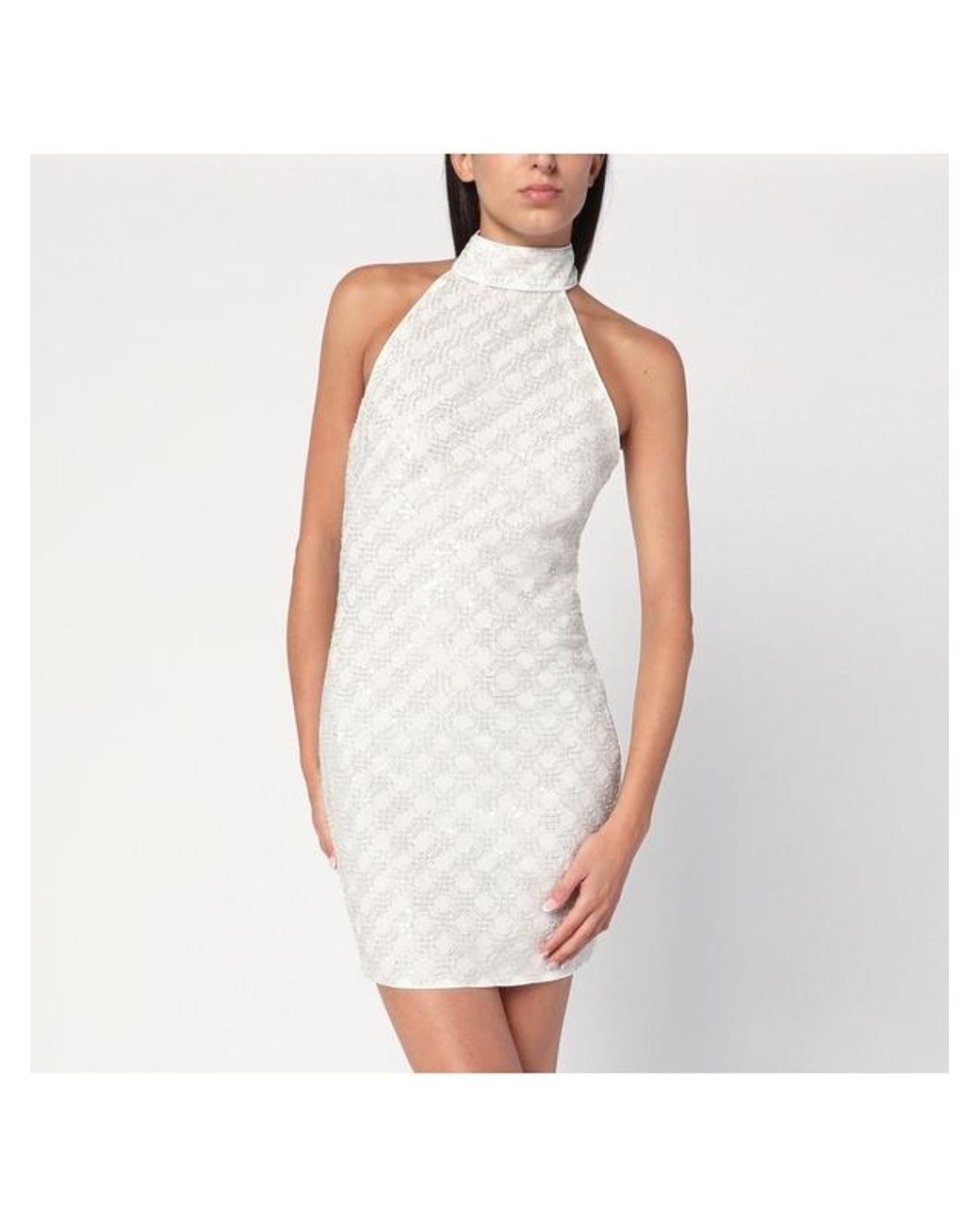 ROTATE BIRGER CHRISTENSEN White Cream-Colored Dress With Sequins