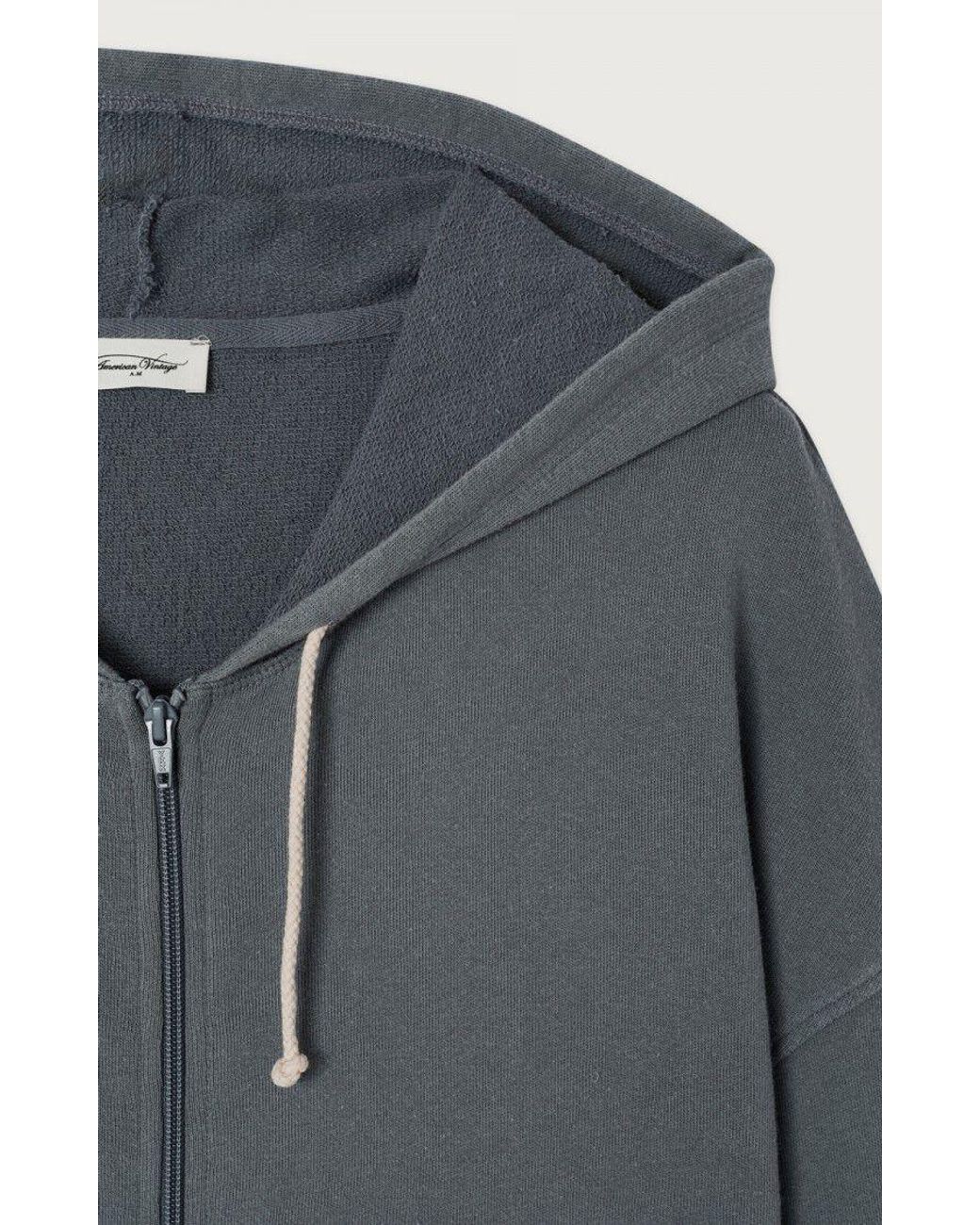 American Vintage Gray Distressed Zip Hoodie