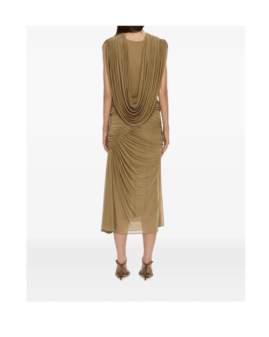 Christopher Esber Natural Orion Ruched Midi Skirt