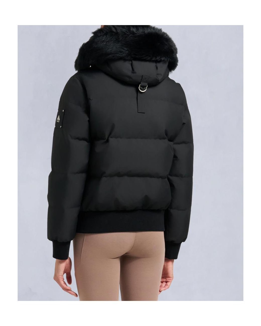 Moose Knuckles Black Cloud Shearling Bomber Jacket