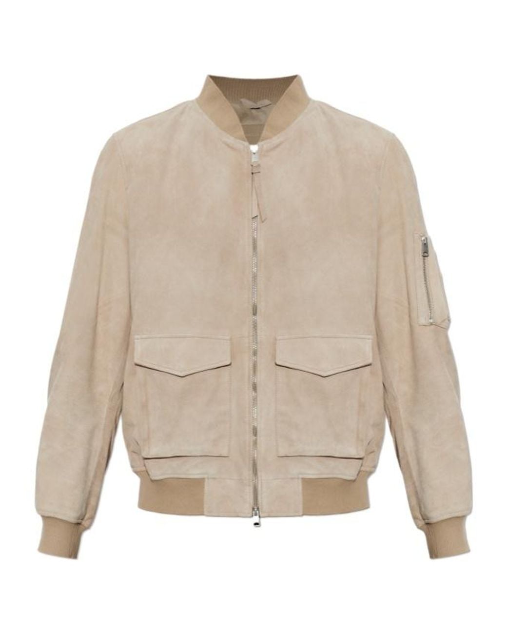 AllSaints Natural Long-Sleeve Leather Jacket for men