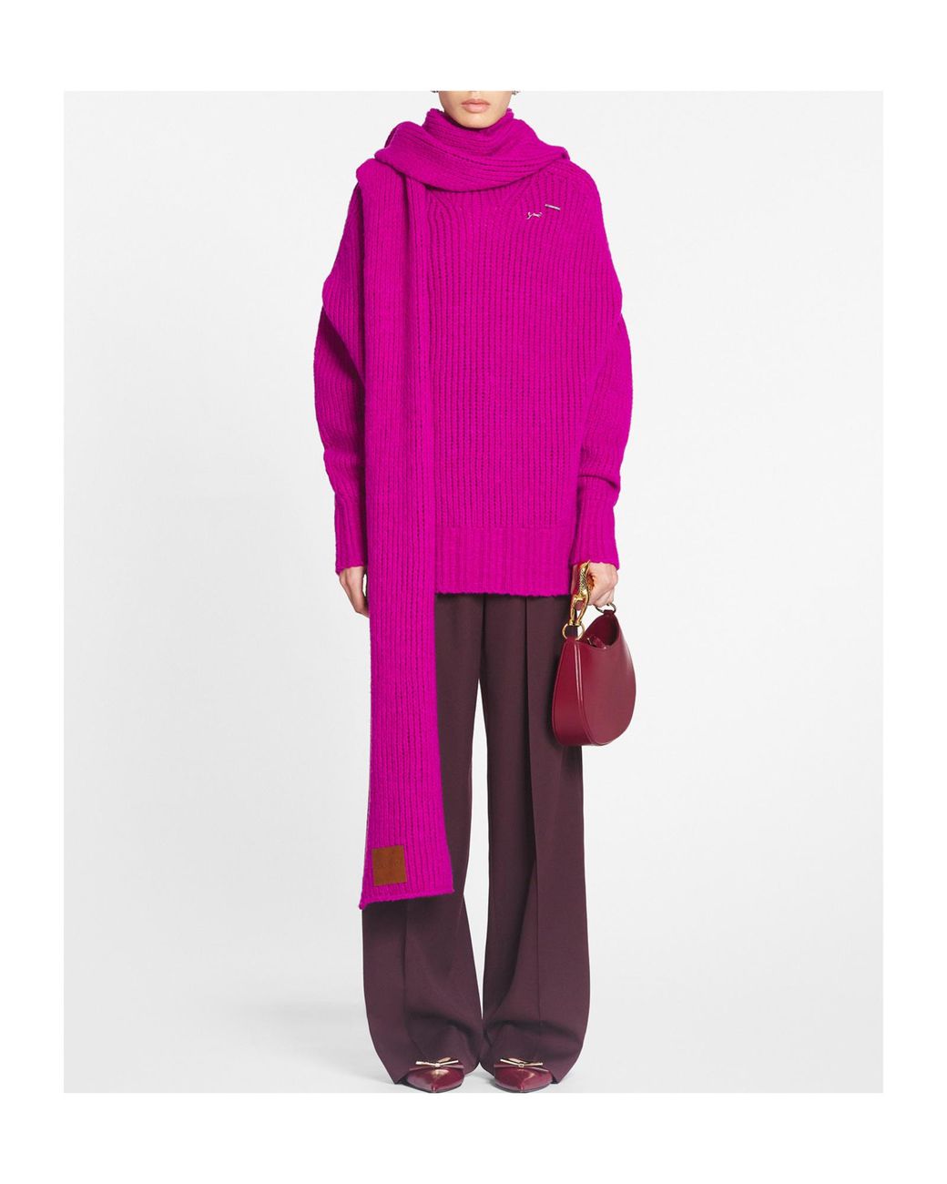Lanvin Pink Logo-Plaque Knitted Jumper