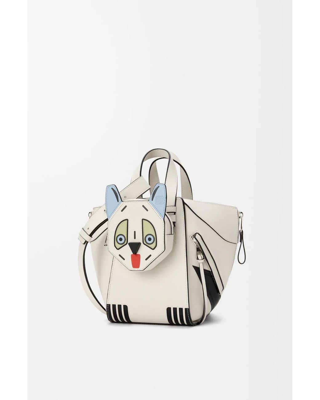 Loewe White Hammock Animal-Face Zipped Tote Bag