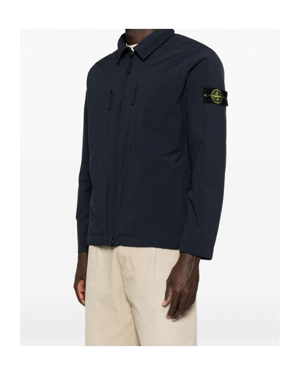 Stone Island Black Logo Patch Zip-Up Jacket for men