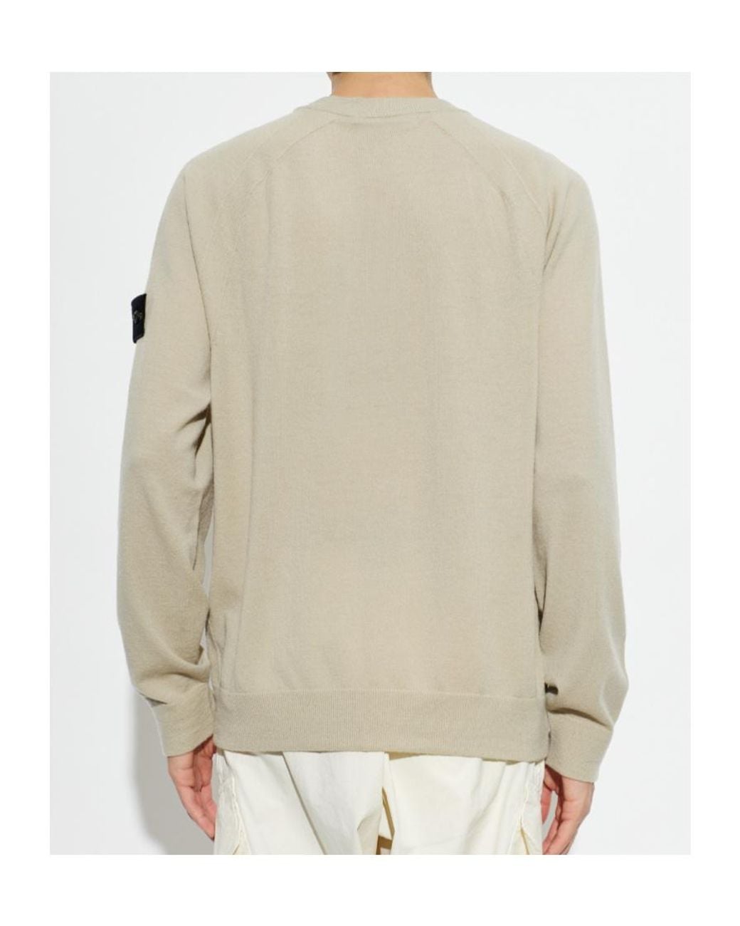 Stone Island White Logo Patch Crewneck Sweater for men