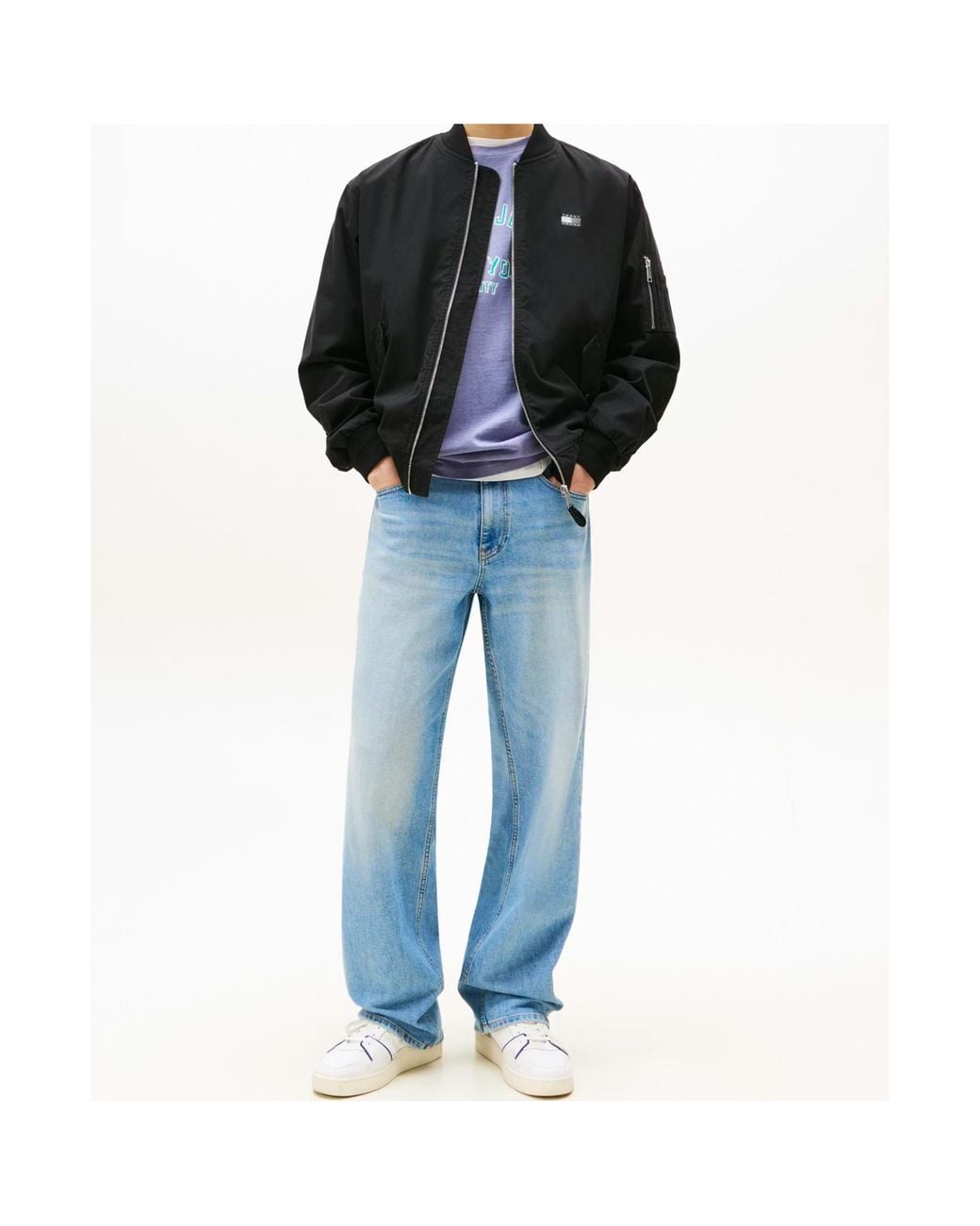 Tommy Hilfiger Black Cotton Bomber Jacket for men