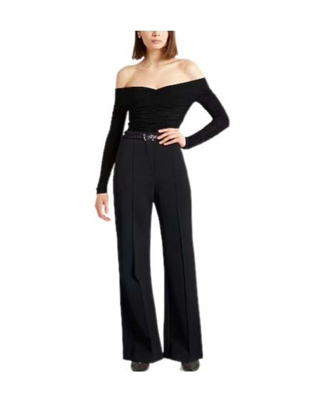 Sportmax Black High-Waisted Wide-Leg Trousers
