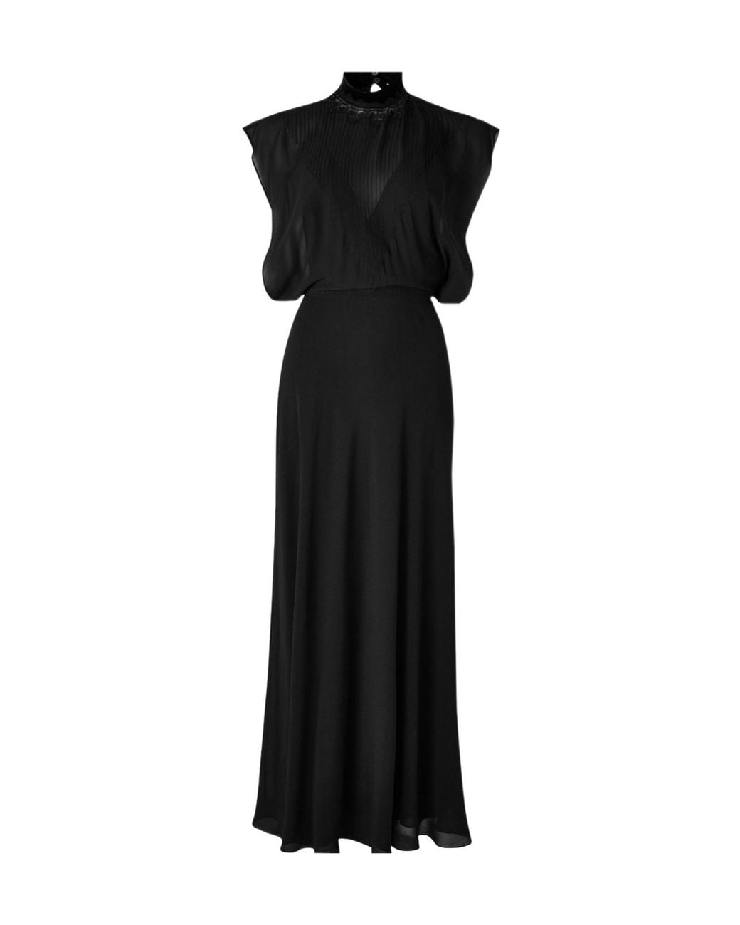 Fendi Black High Neck Sheer Maxi Dress