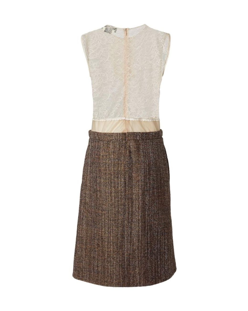 Fendi Brown Trompe-L'Oeil Effect Panelled Midi Dress