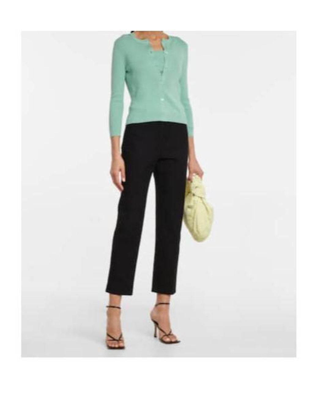 Oscar de la Renta Blue Ribbed-Knit Silk-Blend Crop Top