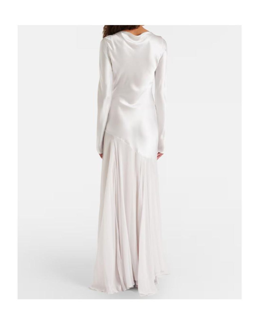 TOVE White Cordelia Silk Satin And Chiffon Maxi Dress