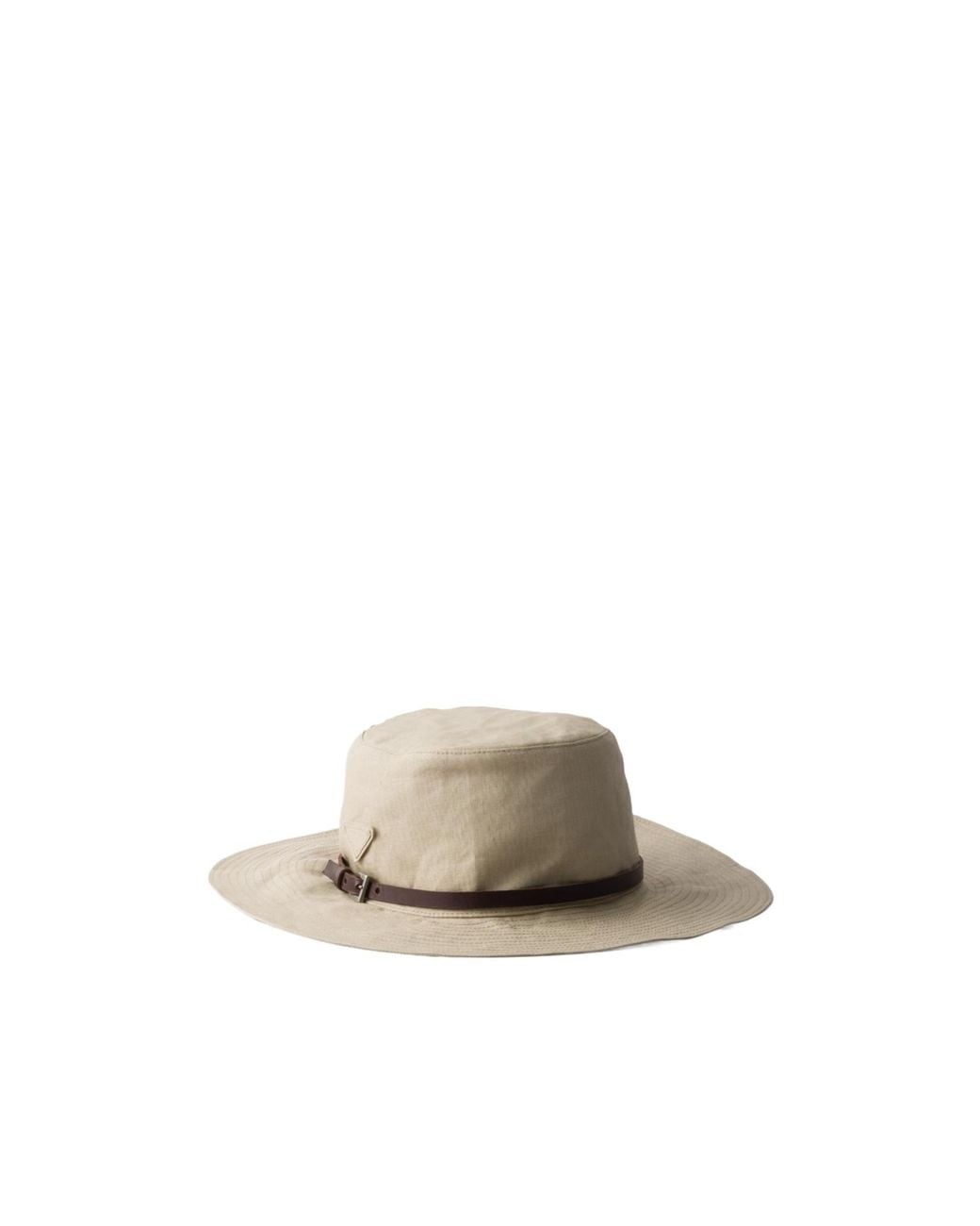 Prada White Wide-Brimmed Linen Hat for men