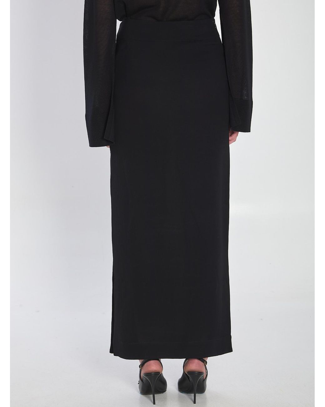 Totême  Black Totême Side Slit Slim Fit Midi Skirt
