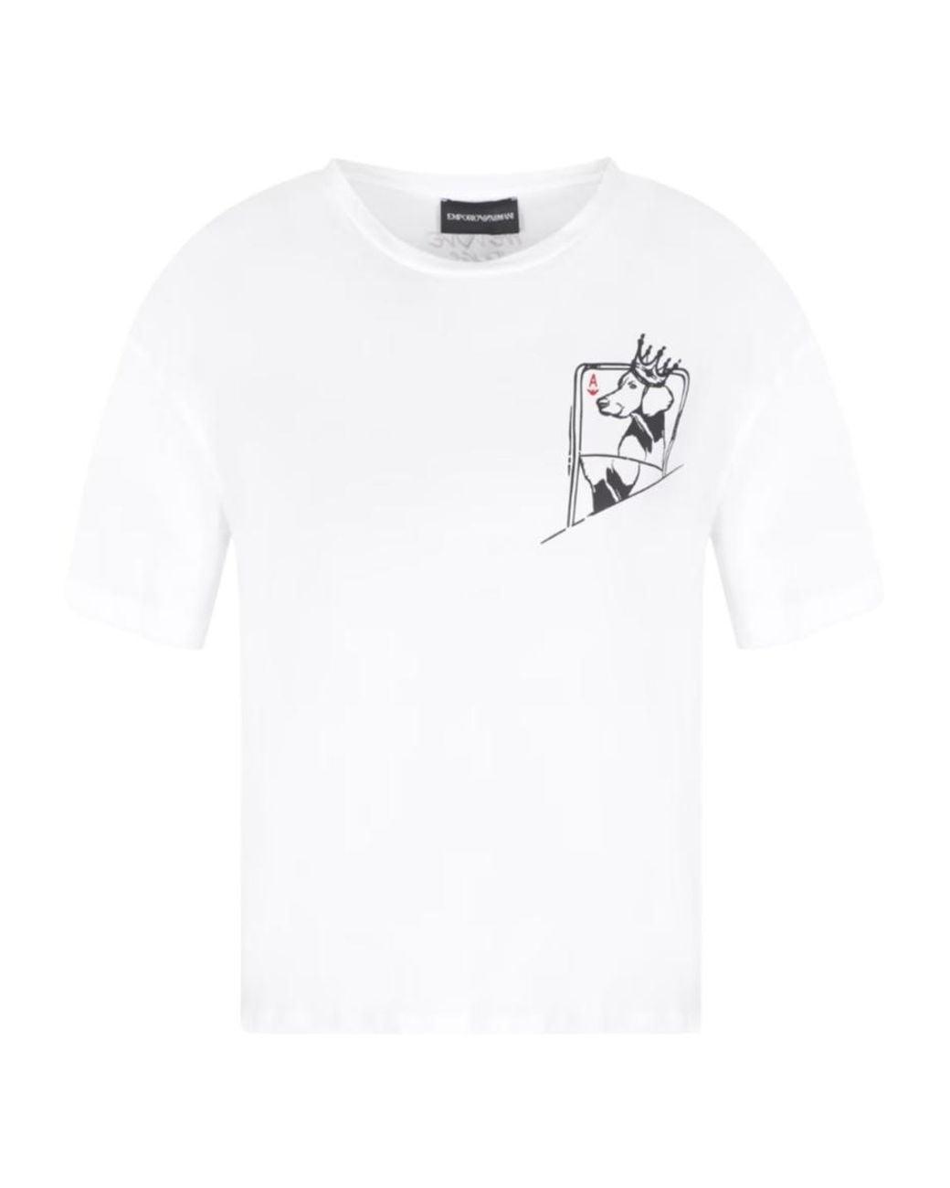 Emporio Armani White Graphic-Print T-Shirt