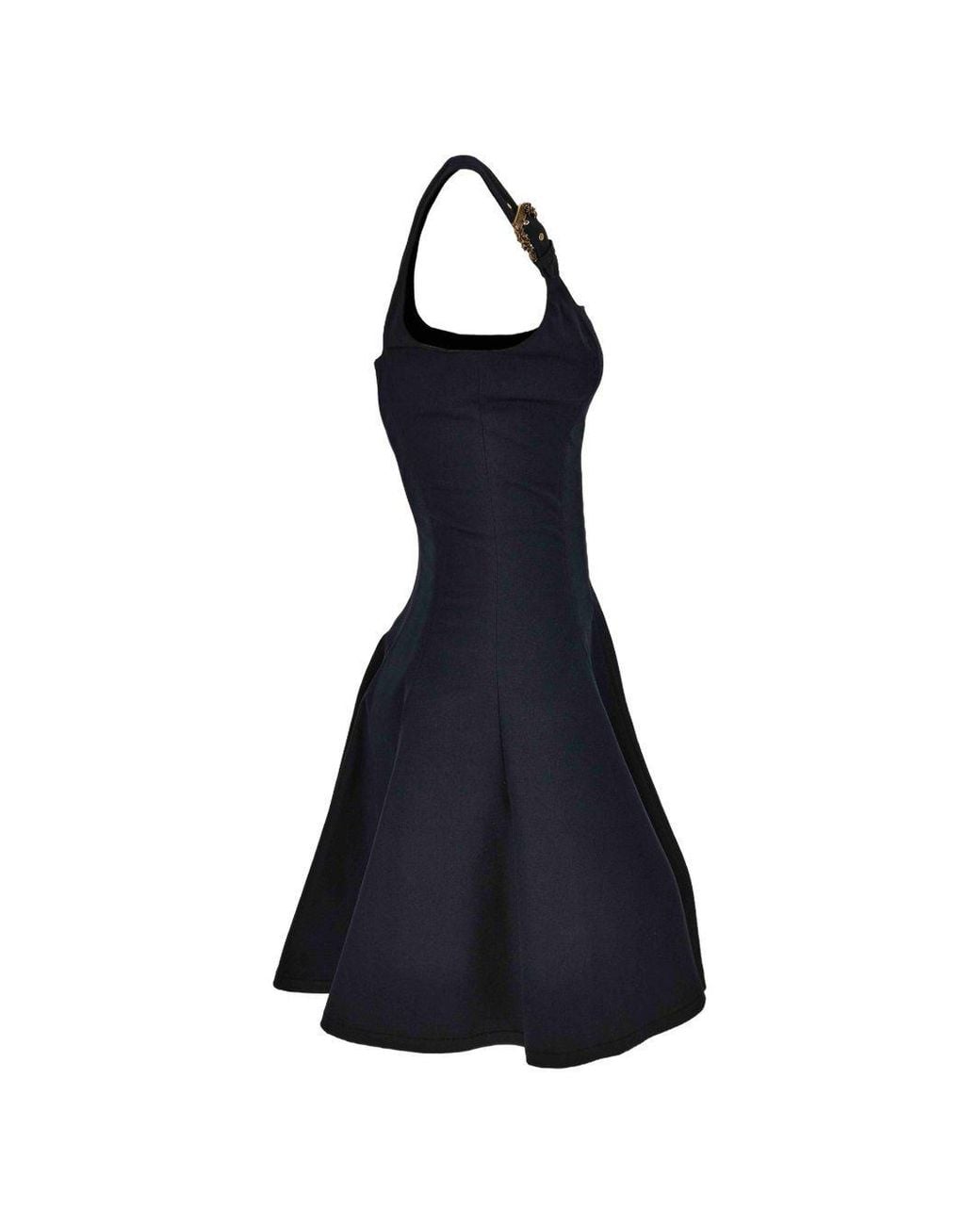 Versace Jeans Blue Couture Pleated Buckle-Strap Dress