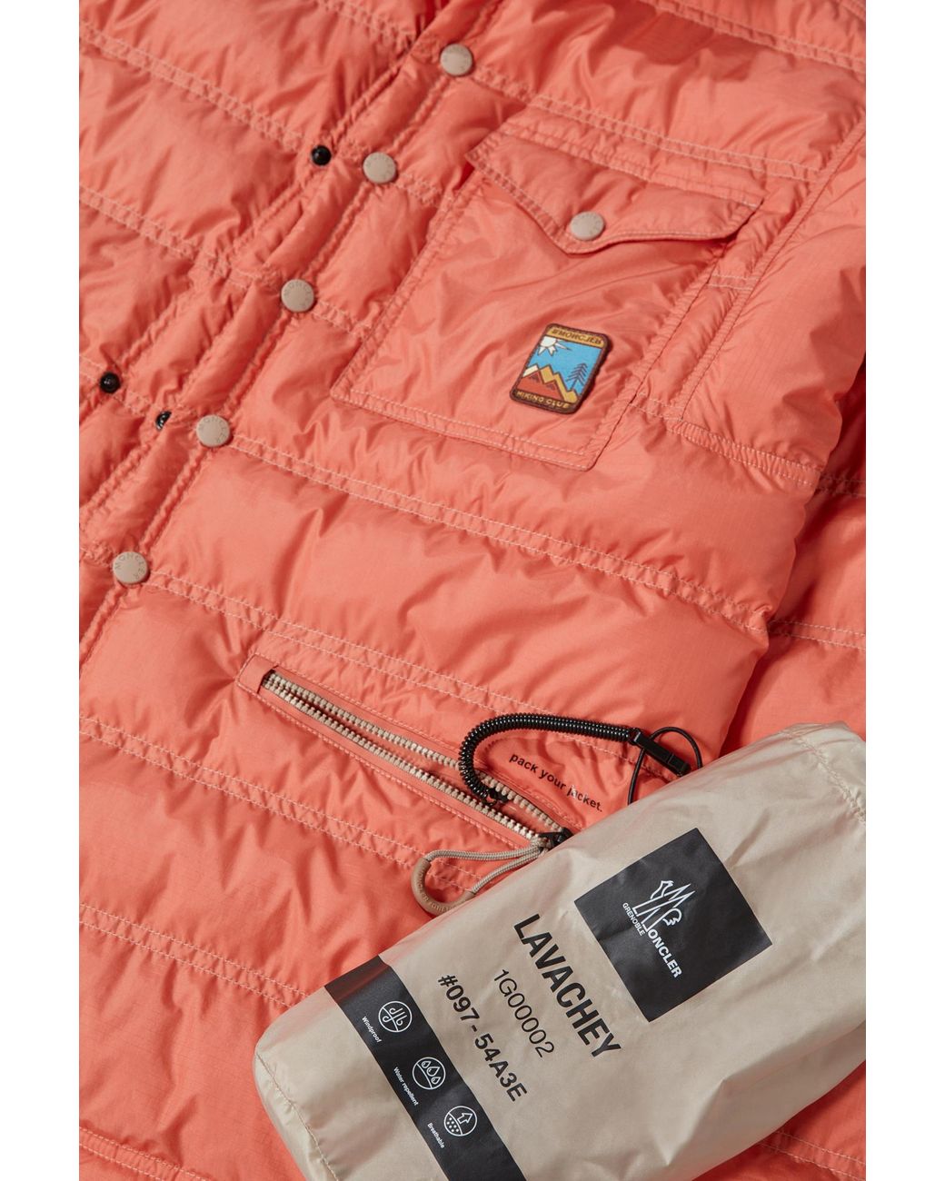 Moncler Orange Grenoble Lavachey Down Shacket for men