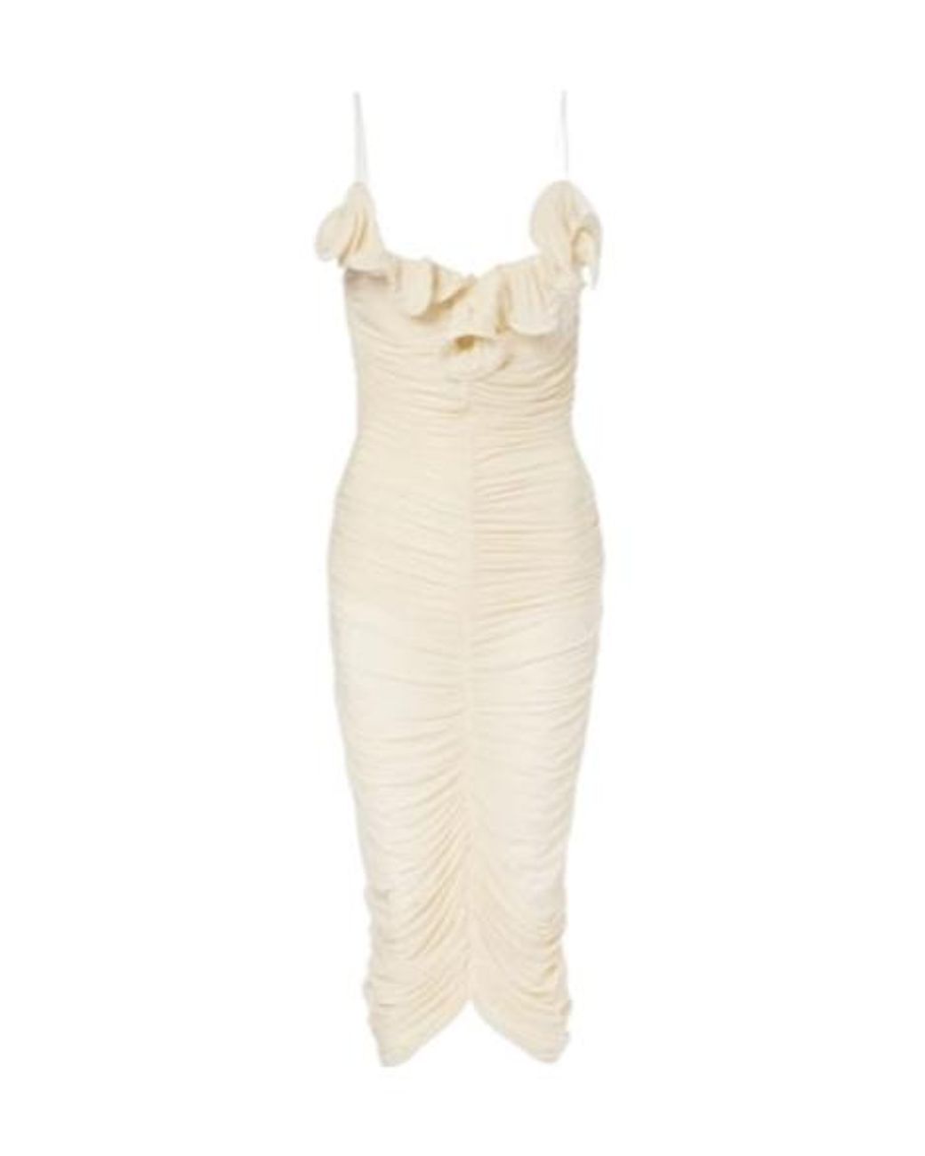 Magda Butrym White Semi-Sheer Ruched Jersey Midi Dress