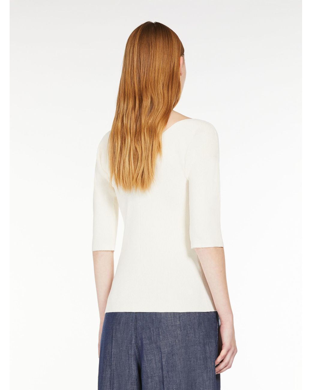 Weekend by Maxmara White V-Neck Half-Sleeved Jumper