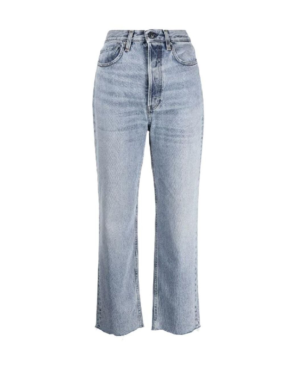 Totême Blue Totême Raw Hem High-Waist Straight Jeans