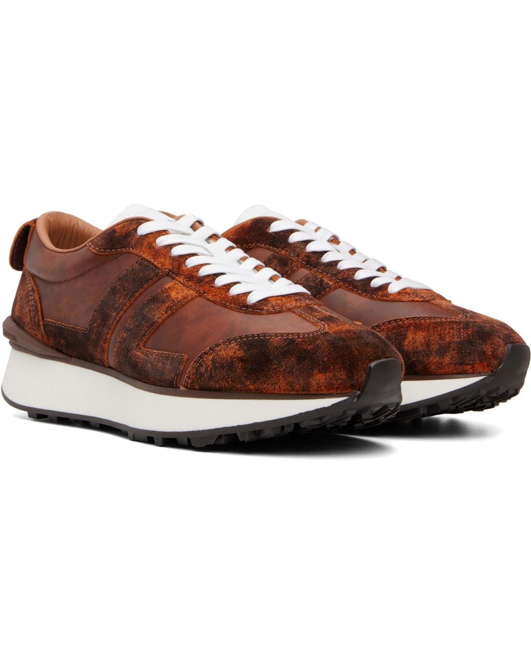 Lanvin Brown Color-Block Sneakers for men