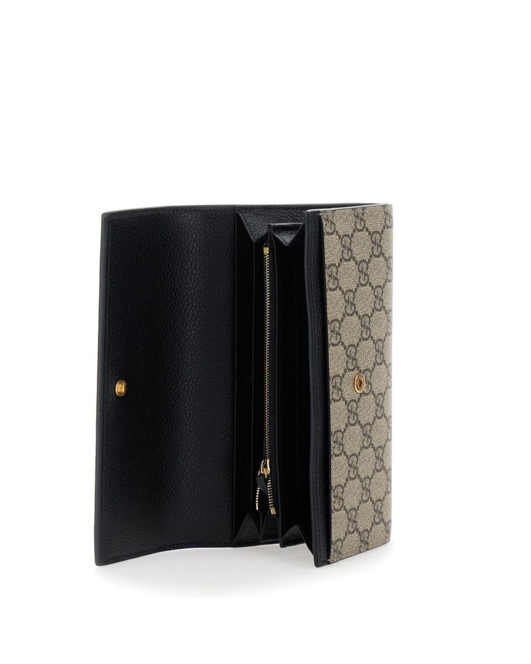 Gucci Black Bi-Color Gg Marmont Continental Wallet