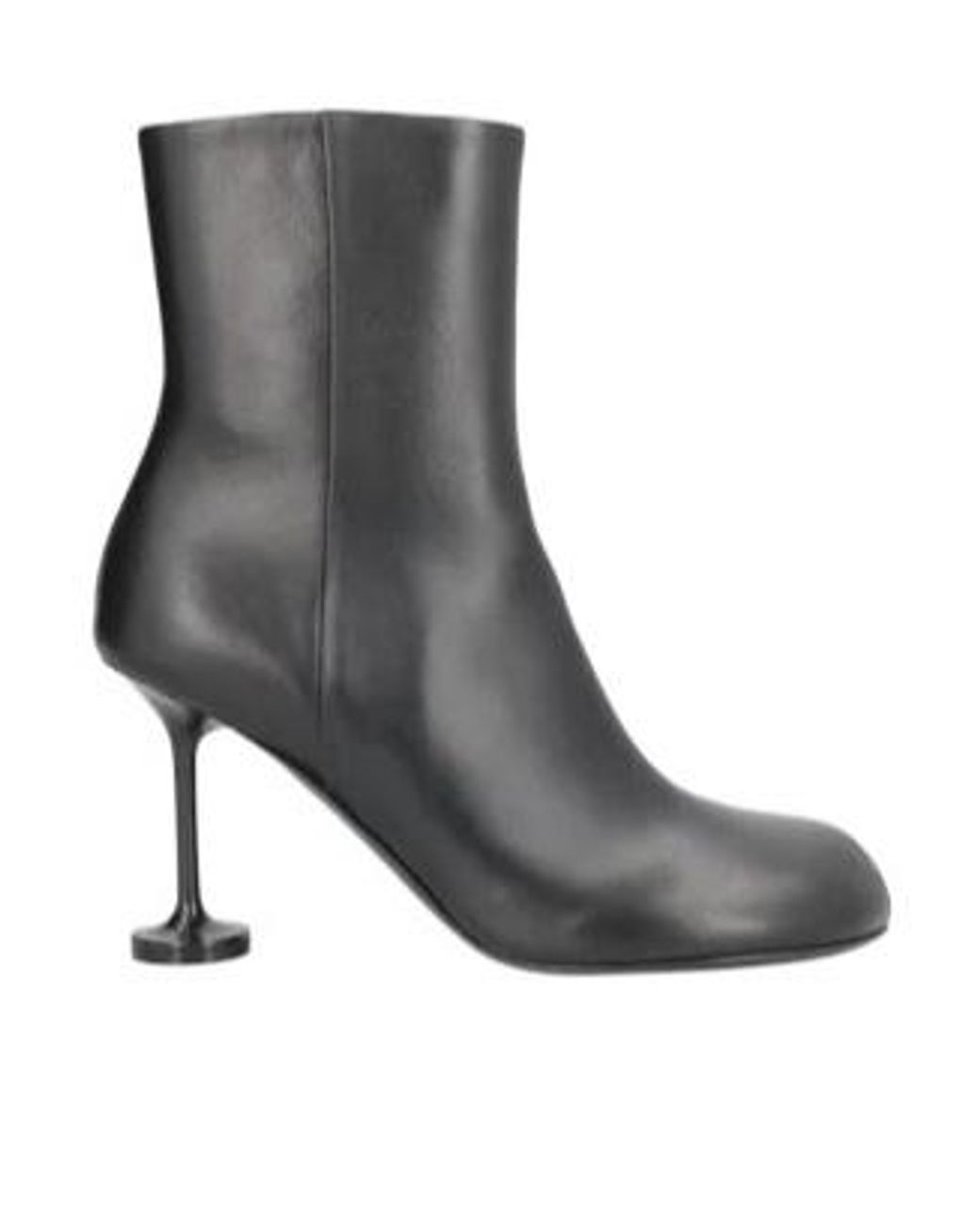 Balenciaga Black Simple Leather Ankle Boots