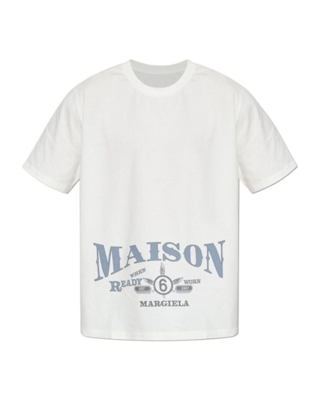 MM6 by Maison Margiela White Logo Printed T-Shirt for men