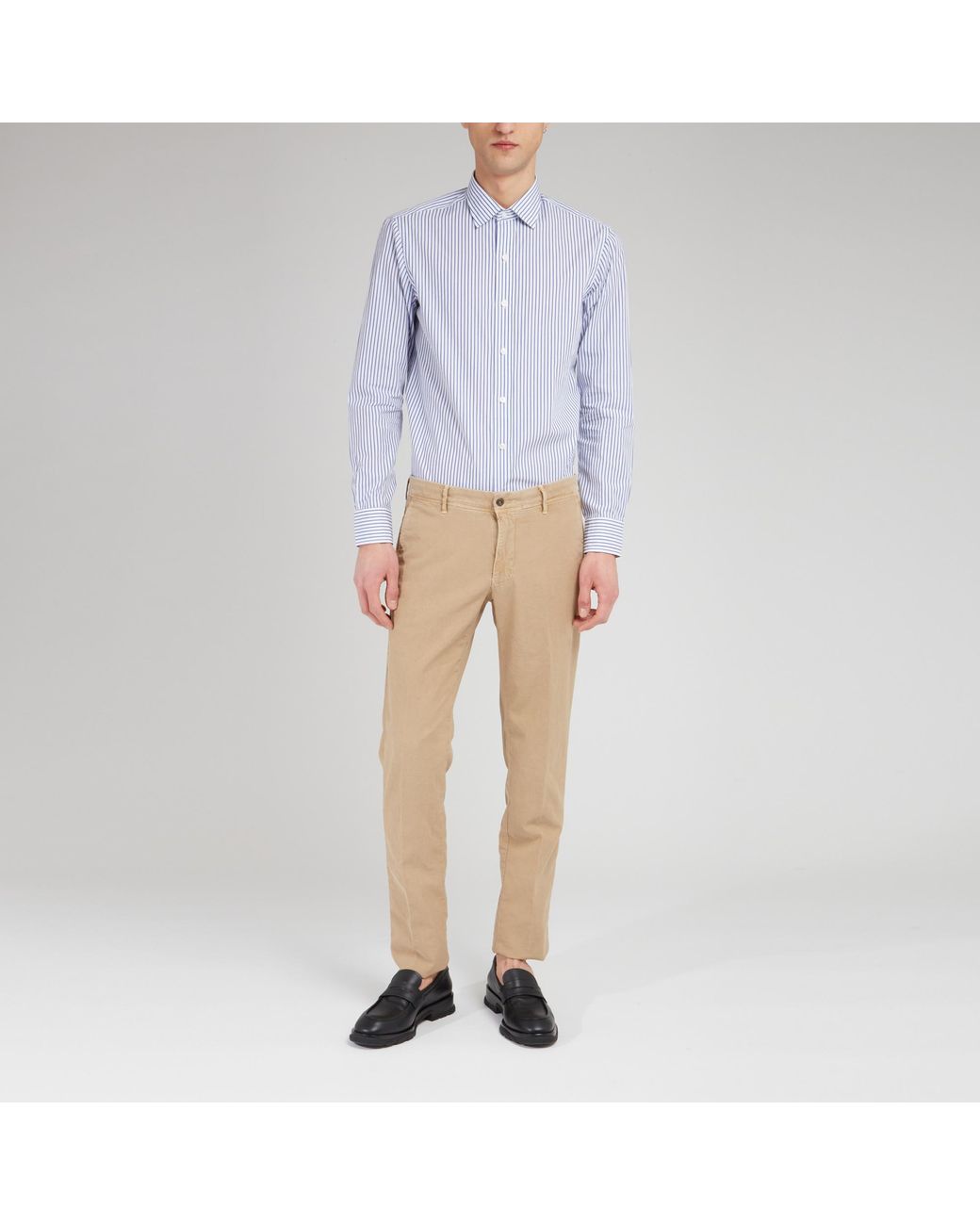 Salvatore Piccolo White Striped Long-Sleeved Shirt for men