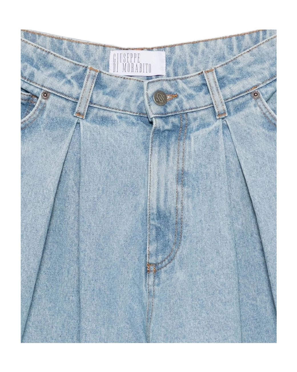 GIUSEPPE DI MORABITO Blue Pleated Wide-Leg Jeans
